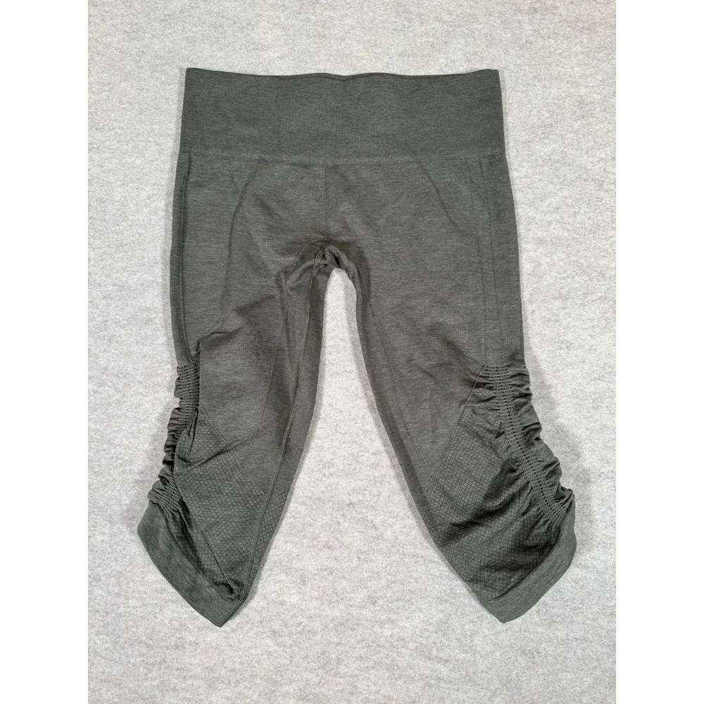 Lululemon Leggings Womens 8 Gray Capri Ruched Sides High Rise Yoga Athletic Gym